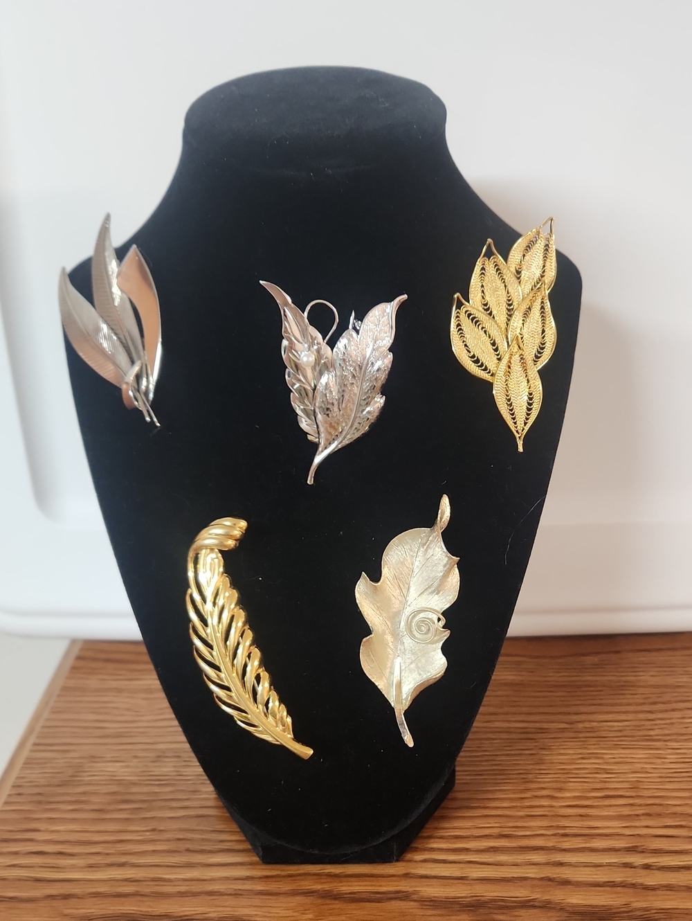 Gold and Silver Leaf Brooch Set (One Napier) - Elegant Women’s Jewelry